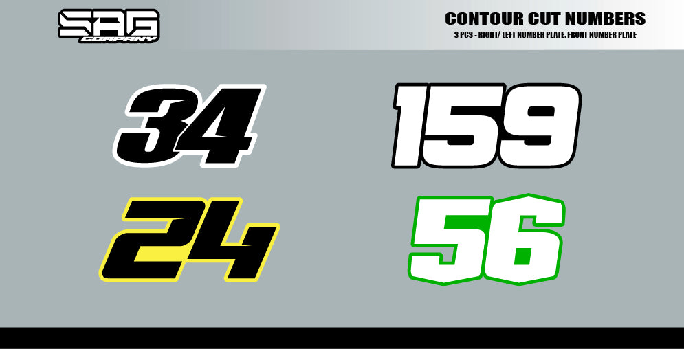 Contour Cut Numbers for Dirt Bikes Set of 3