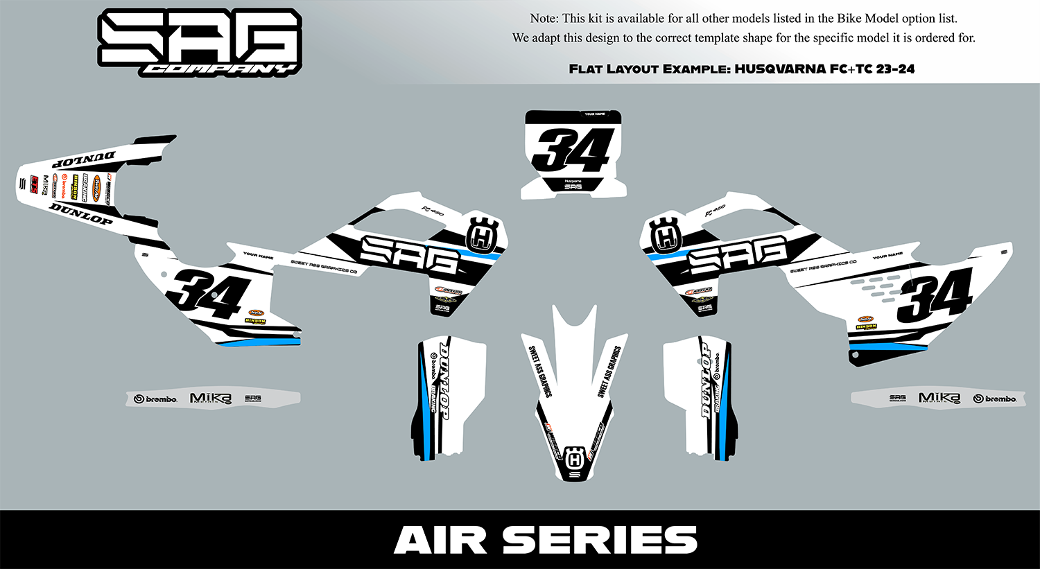 2023-2024 Husqvarna FC and TC Air Series Graphics Kit by Sag Company
