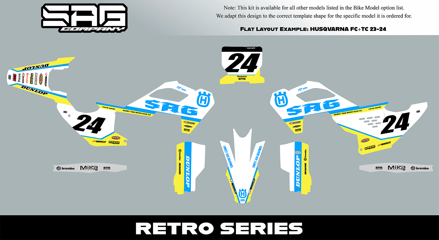 2023 2024 Husqvarna FC TC Retro Series Graphics Kit by Sag Company