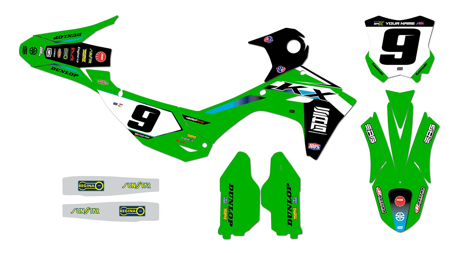 2024 2025 KX450 Factory Series Semi Custom Graphics Kit by Sag Company