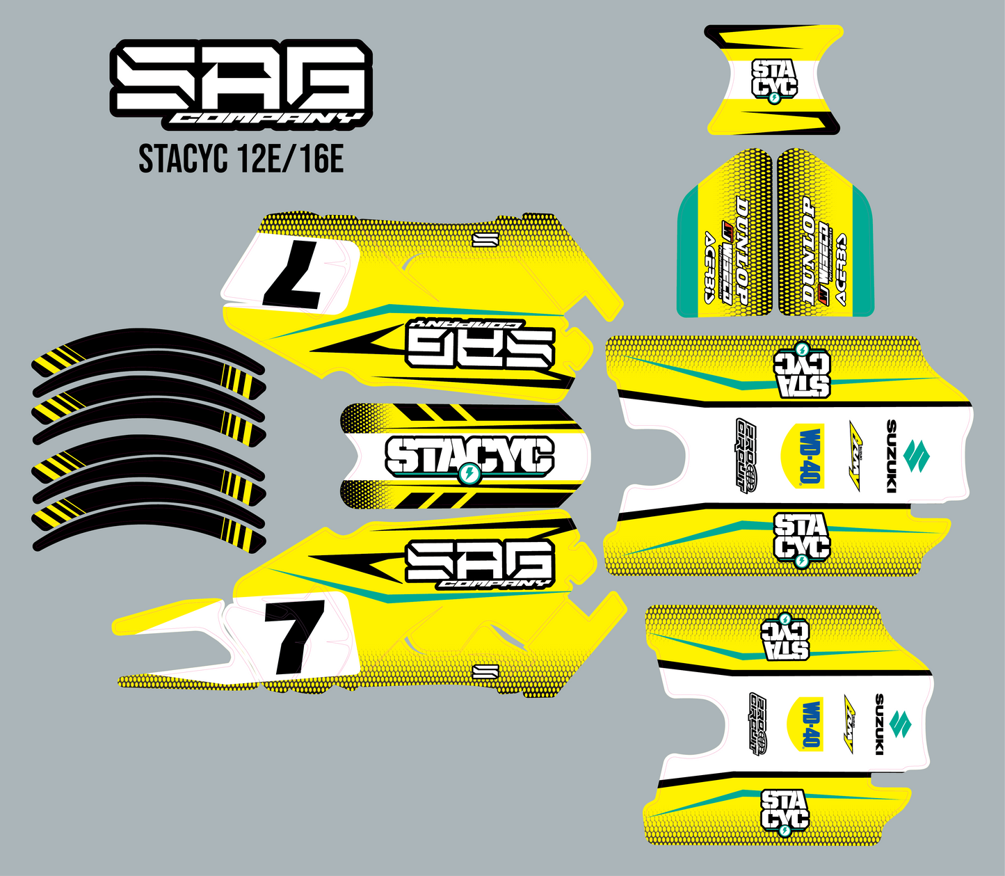 STACYC SAG YELLOW DRIP GRAPHIC KIT