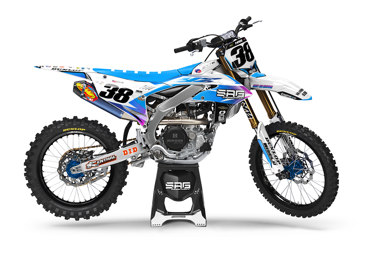 Yamaha YZ250F YZ450F 2024 2025 Blue Flash Graphics Kit